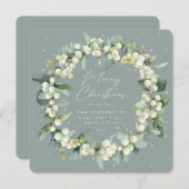 Chic Square Snowberry+Eucalyptus Christmas Wreath シーズンカード (正面/裏面)