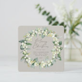 Chic Square Snowberry+Eucalyptus Christmas Wreath シーズンカード (スタンド正面)