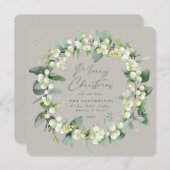 Chic Square Snowberry+Eucalyptus Christmas Wreath シーズンカード (正面/裏面)