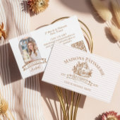 Chic Stripe Floral Cupcake Bakery Cake Designer 名刺