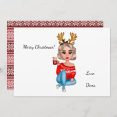 Chic Stylish Cozy Woman Christmas シーズンカード (正面/裏面)