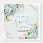 Chic Sweet Sixteen Blue and Gold Floral Table  (正面)