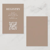 Chic Tan Wedding Registry QR Code エンクロージャーカード (正面/裏面)