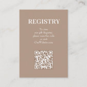 Chic Tan Wedding Registry QR Code エンクロージャーカード (正面)