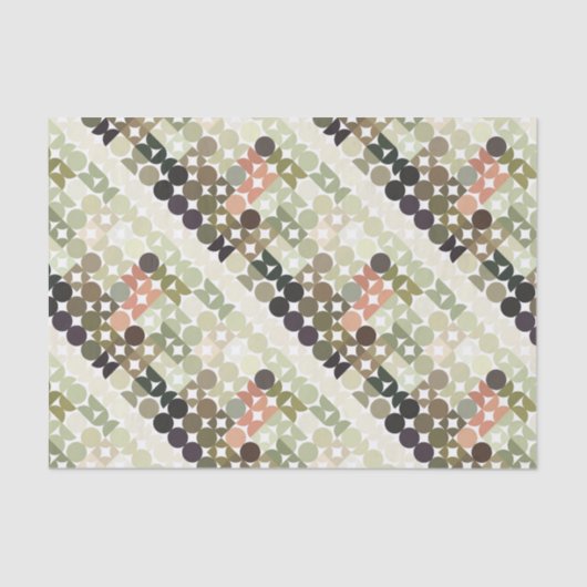 Chic Taupe Beige Light Olive Green Circles Pattern 薄葉紙 (正面)