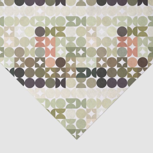 Chic Taupe Beige Light Olive Green Circles Pattern 薄葉紙 (詳細)