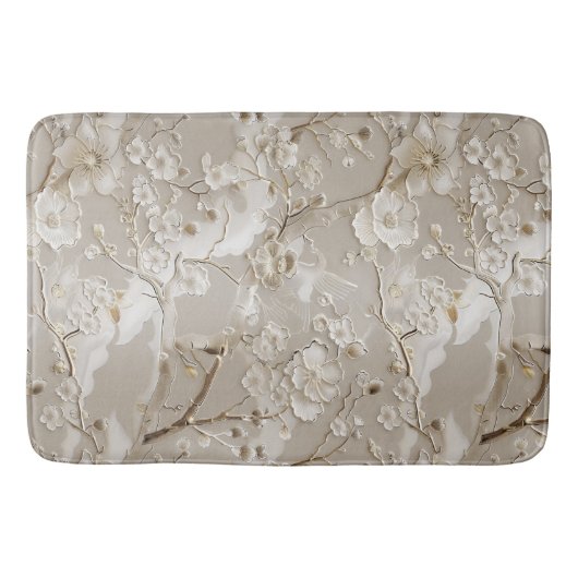 Chic taupe floral バスマット (正面)