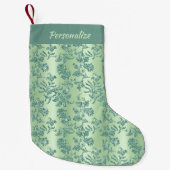 Chic Teal Floral Glitter Elegant Pattern Christmas スモールクリスマスストッキング (正面)