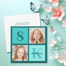 Chic Teal Photo Collage Custom Birthday Party
