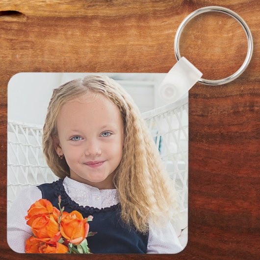 Chic Teal Photo Collage Personalized キーホルダー (裏面)