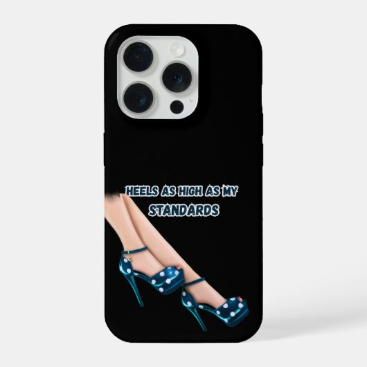 Chic Teal Polka Dot High Heels & Quote iPhone Case iPhoneケース (裏面)