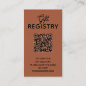 Chic Terracotta Baby Shower Registry QR Code エンクロージャーカード (正面)