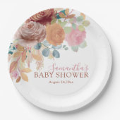Chic Terracotta & Blush Watercolor Baby Shower ペーパープレート (正面)