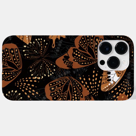 Chic Terracotta Brown and Black Butterfly Pattern Case-Mate iPhoneケース (裏面 (横))