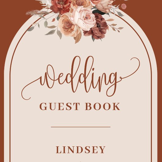 Chic Terracotta Pampas Grass Boho Floral Wedding  ゲストブック