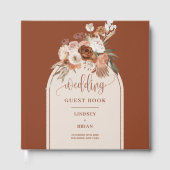 Chic Terracotta Pampas Grass Boho Floral Wedding  ゲストブック (正面)