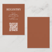 Chic Terracotta Wedding Registry QR Code エンクロージャーカード (正面/裏面)
