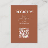 Chic Terracotta Wedding Registry QR Code エンクロージャーカード (正面)
