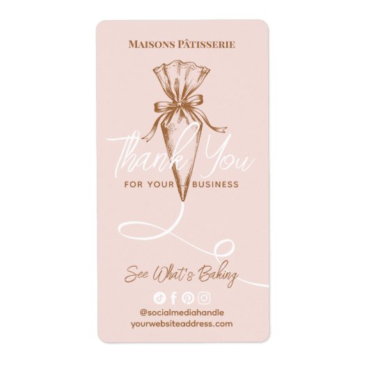 Chic Thank You Pastry Piping Bag Bakery Order Box ラベル (正面)