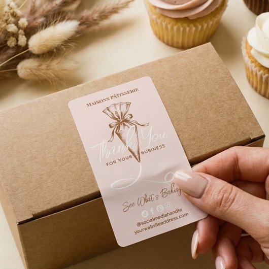 Chic Thank You Pastry Piping Bag Bakery Order Box ラベル