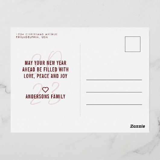 Chic The 最高のはまだ新来年4写真 箔シーズンポストカード (裏面)