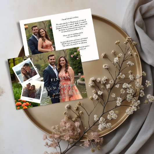 Chic Then & Now Timeline Romantic Couple 4-Photo セーブザデート