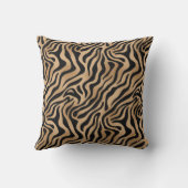 Chic Tiger Stripe Animal Print Safari Brown Black クッション (裏面)