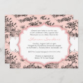 CHIC TOILEベビーシャワー招待状-ピンク 招待状 (正面/裏面)