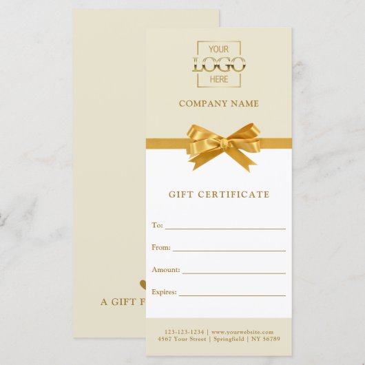 Chic Trendy Business Personalized Gift Certificate (正面/裏面)