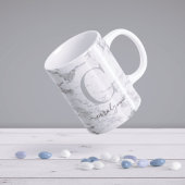 Chic Trendy Silver Foil Marble Monogram コーヒーマグカップ