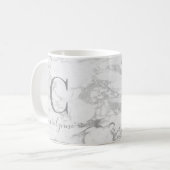 Chic Trendy Silver Foil Marble Monogram コーヒーマグカップ (正面左)
