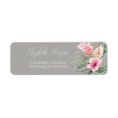 Chic Tropical Flowers Hibiscus Address Label ラベル (正面)