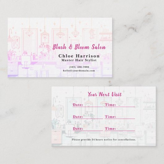 Chic Tropical Ipanema Hair Salo Appointment Card & 名刺 (正面/裏面)
