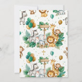 Chic Tropical Safari Jungle Baptism 1st Birthday 招待状 (裏面)