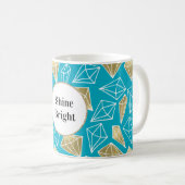 Chic Turquoise Aqua Blue Gold Diamonds   コーヒーマグカップ (正面右)