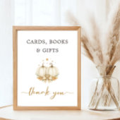 Chic Twin Pumpkind Baby Shower Card Book Gift ポスター