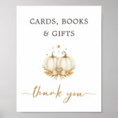 Chic Twin Pumpkind Baby Shower Card Book Gift ポスター (正面)