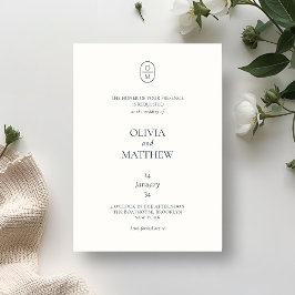 Chic Typograhy Monogram Wedding Invitation 招待状