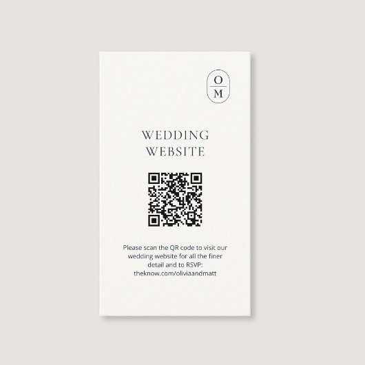Chic Typography QR Wedding Website Enclosure Card エンクロージャーカード