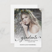 Chic Typography Script Graduate School Graduation 招待状 (正面/裏面)