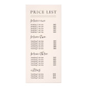 Chic Typography Services Blush Price List ラックカード (正面)