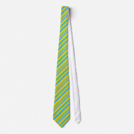 Chic Unisex Tie: Blue, Yellow, Green Stripes ネクタイ