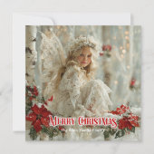 Chic Victorian angel red white gold festive cards シーズンカード (正面)