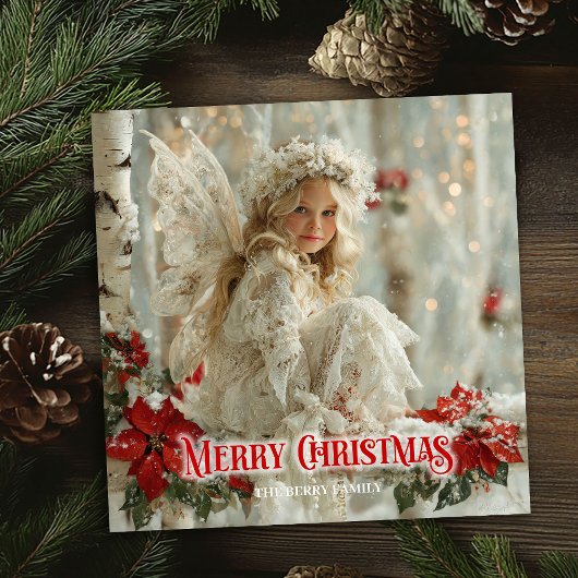 Chic Victorian angel red white gold festive cards シーズンカード