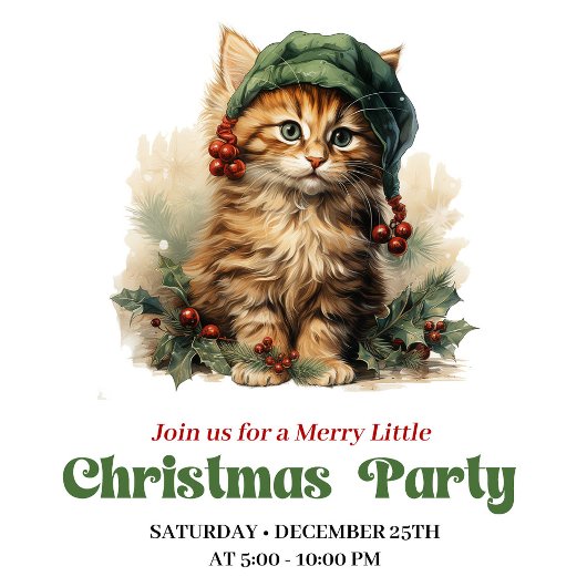 Chic Victorian Christmas Bauble Holiday Invite 招待状