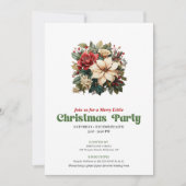 Chic Victorian Christmas flowers party invitation 招待状 (正面)