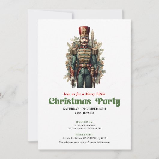 Chic Victorian Christmas Nutcracker Party Invites 招待状 (正面)