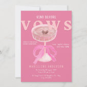 Chic Vino Before Vows Pink Wine Bow Bridal Shower 招待状 (正面)