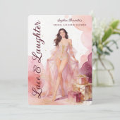 Chic Vintage Model Girl Lingerie Bridal Shower 招待状 (スタンド正面)