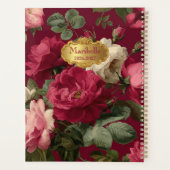 Chic Vintage Rose Red Floral  Monogrammed  プランナー手帳 (裏面)